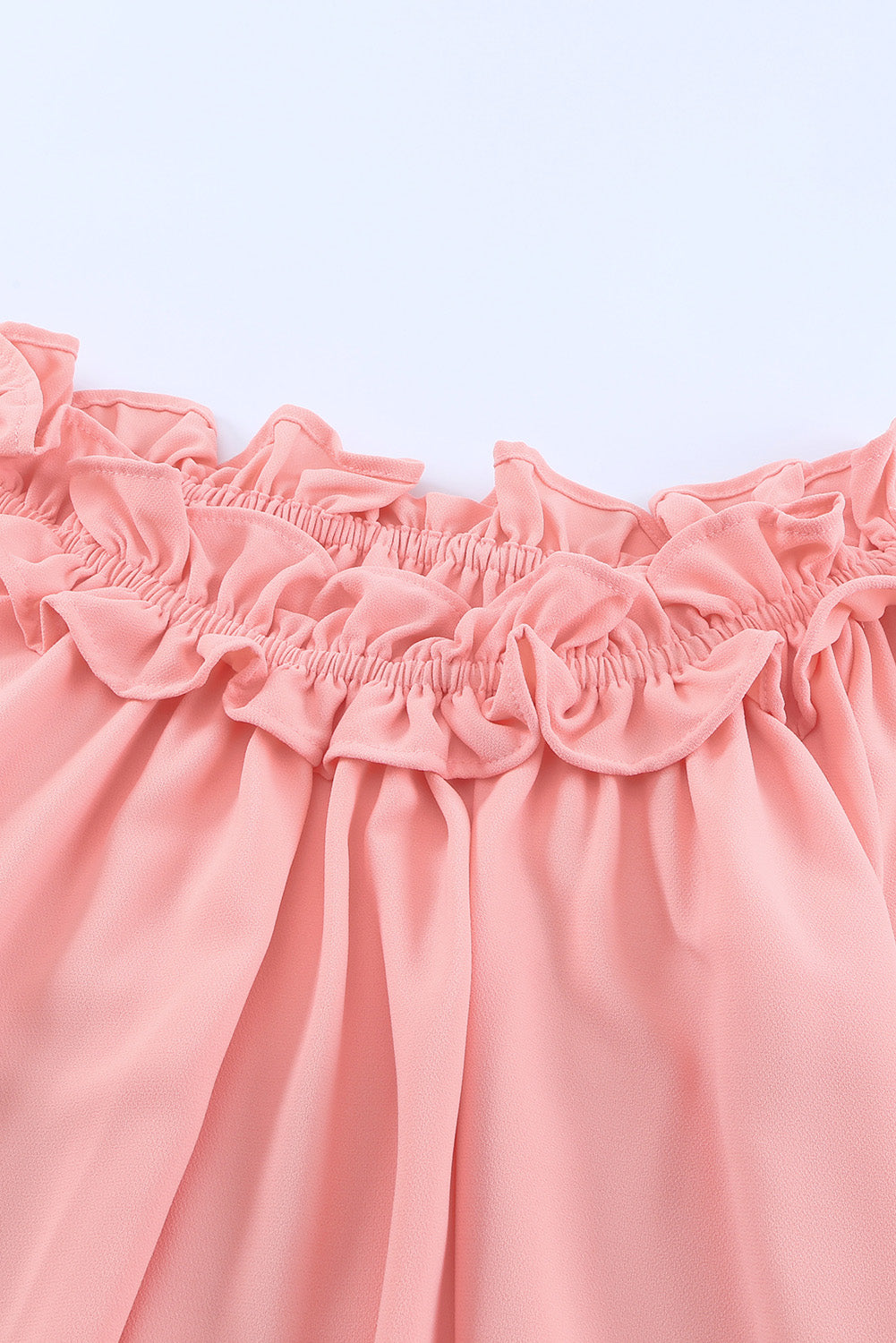 Pink Puff Sleeve Ruffled Off Shoulder Blouse