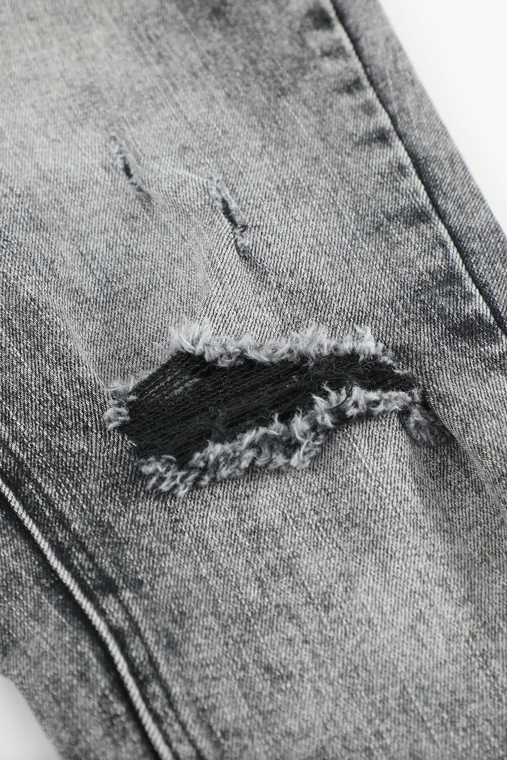 Acid Wash Raw Hem Distressed Jeans