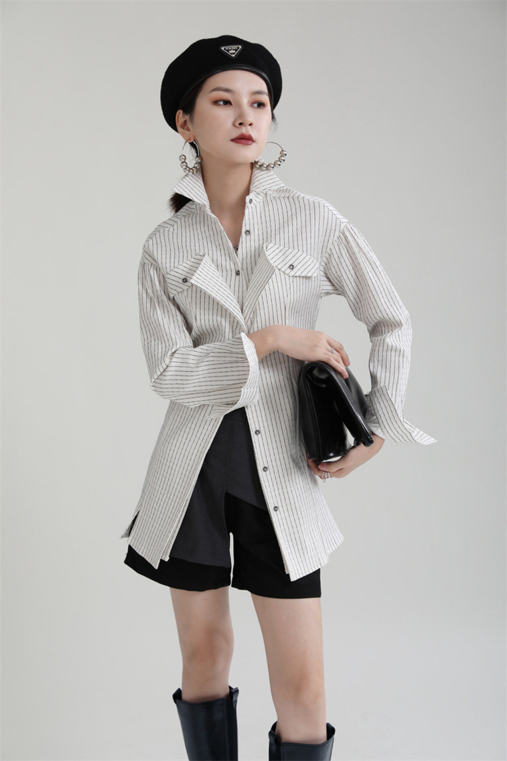 Striped Collared Long Sleeve Shirt