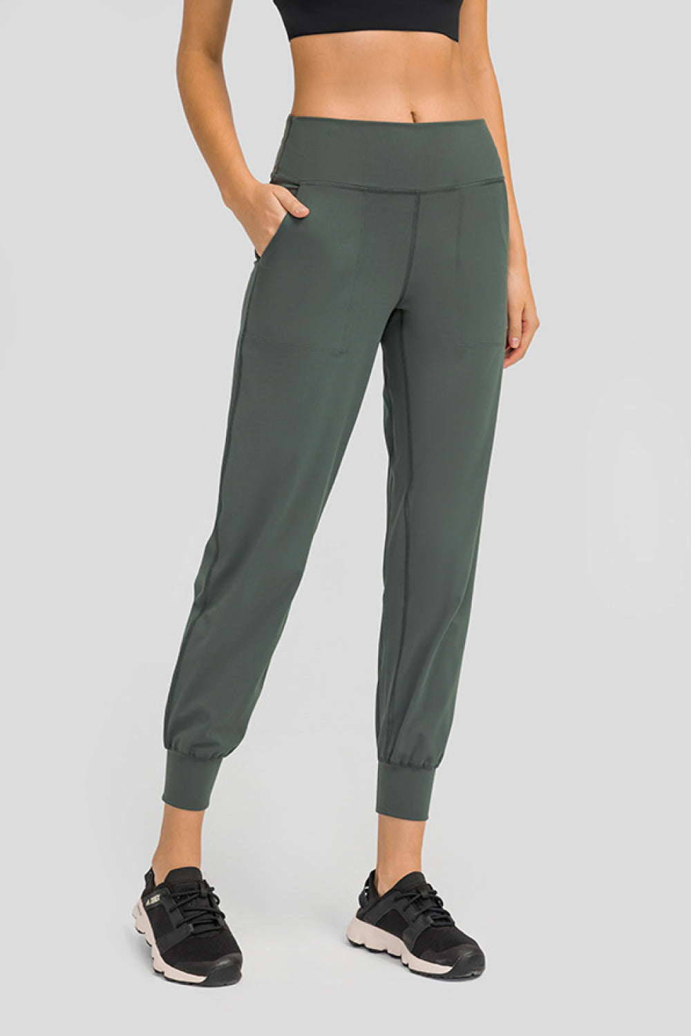 Wide Waistband Slant Pocket Pants Wide Waistband Slant Pocket Pants - M&R CORNERActivewear M&R CORNER Green / 4