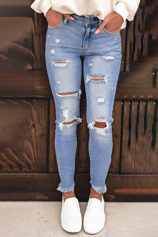 Washed Ripped Jeans Washed Ripped Jeans - M&R CORNERJeans M&R CORNER Sky Blue / XL