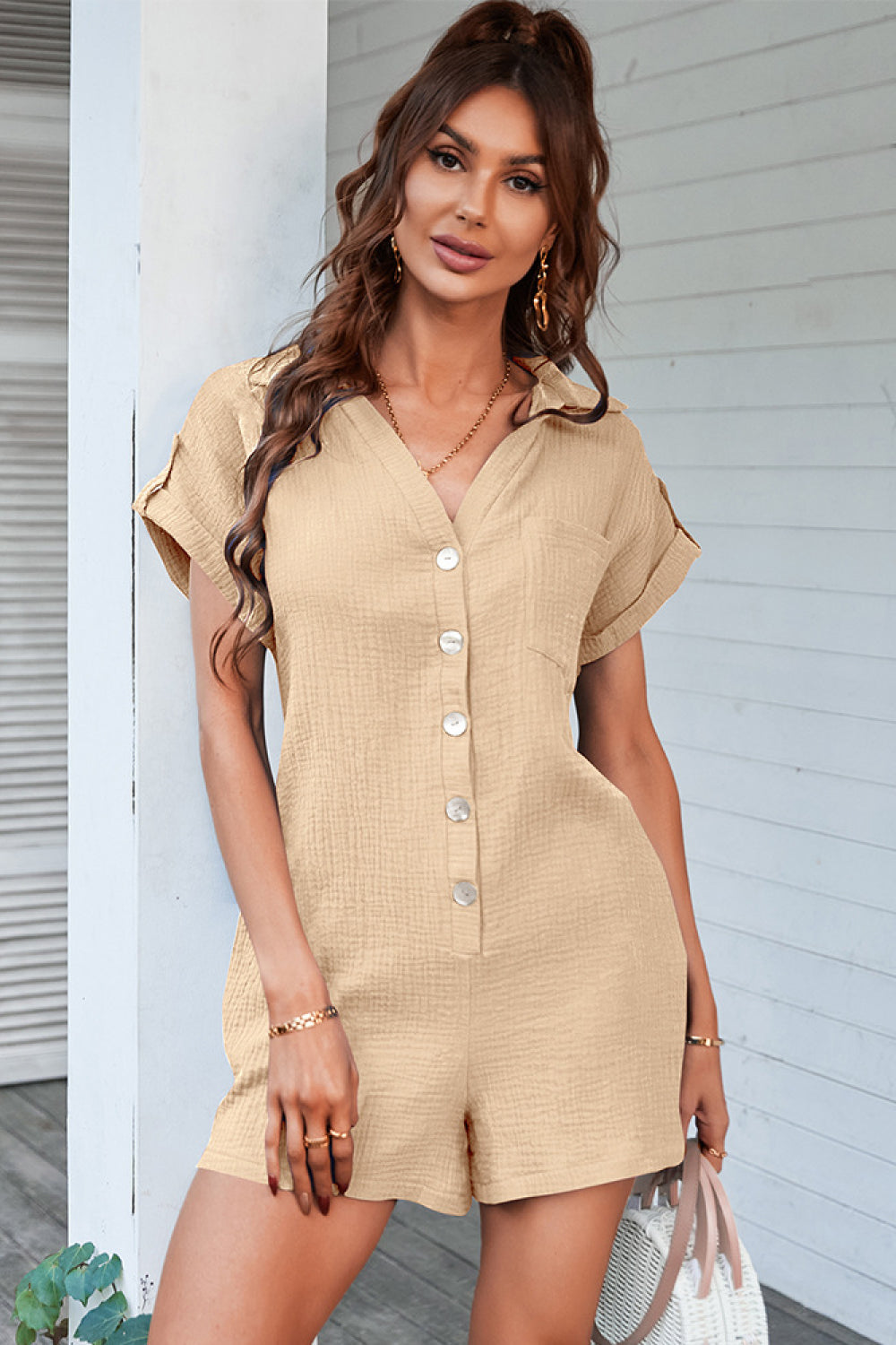 Button Down Johnny Collar Romper