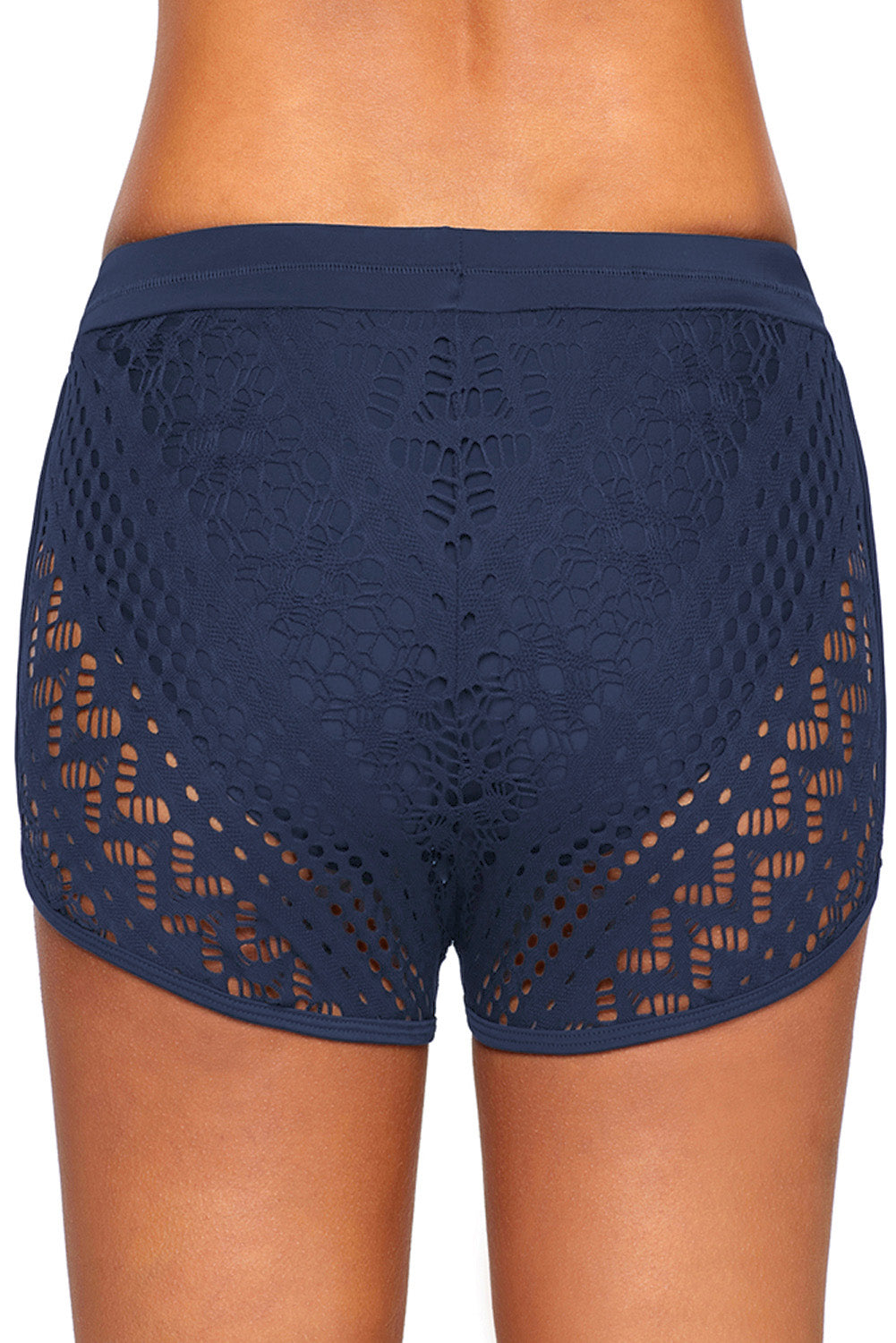 Lace Overlay Drawstring Swim Short