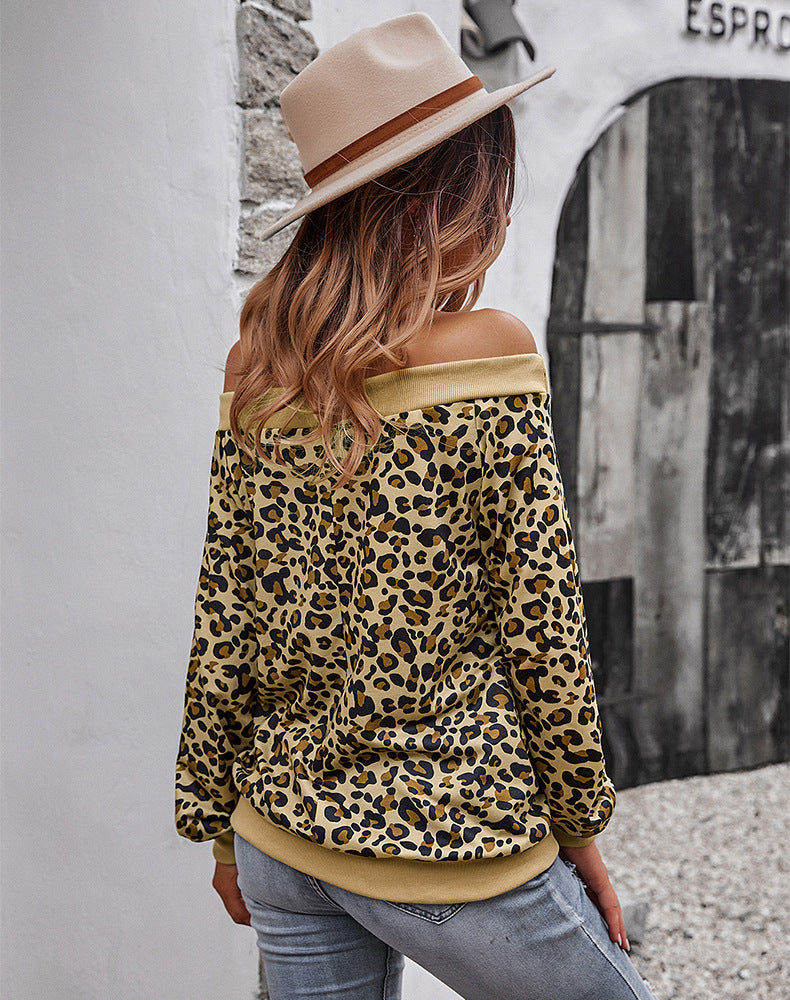 Leopard Print Off Shoulder Top