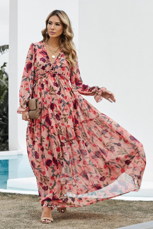 Ruffle Tiered Maxi Dress Ruffle Tiered Maxi Dress - M&R CORNERDresses M&R CORNER Pink Floral / M