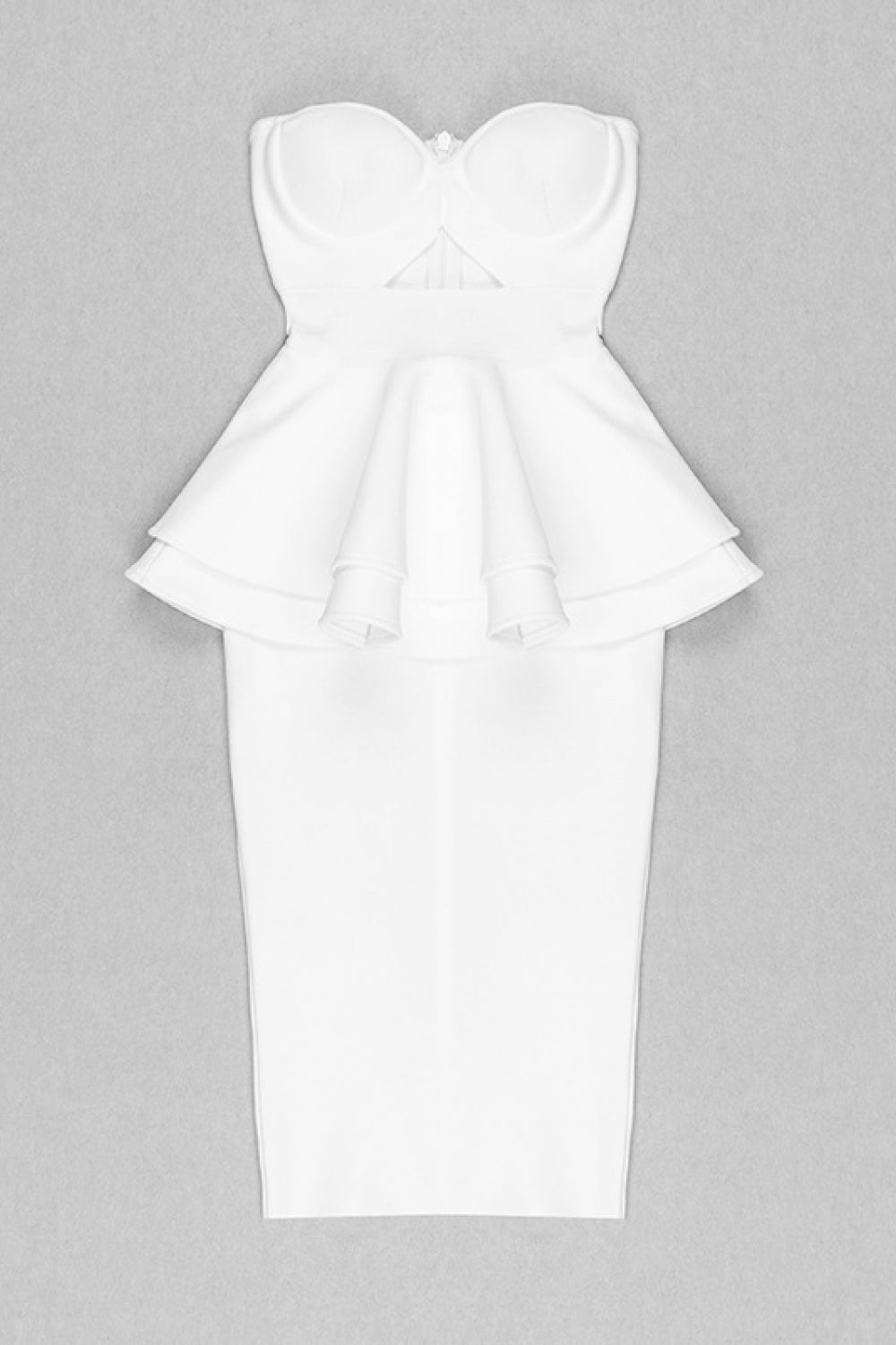 Strapless Cutout Layered Midi Dress