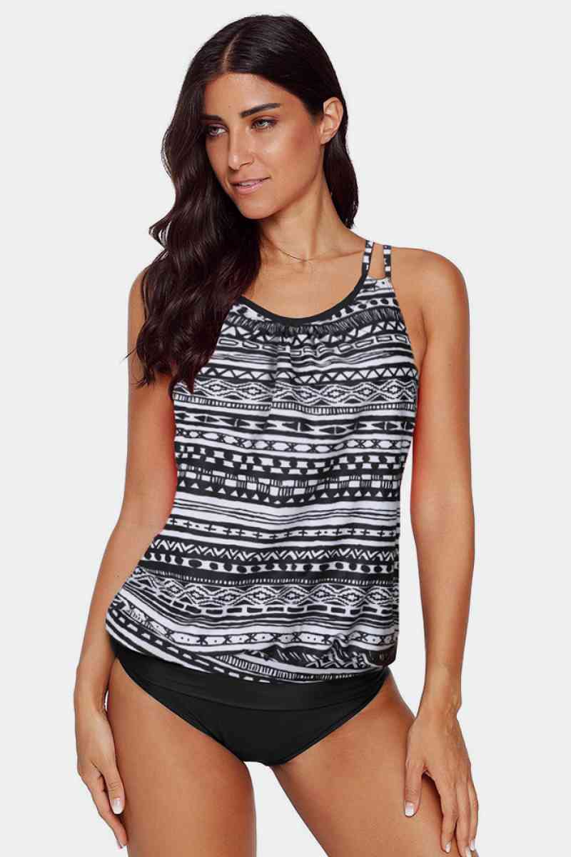 Printed Backless Two Pieces Tankini