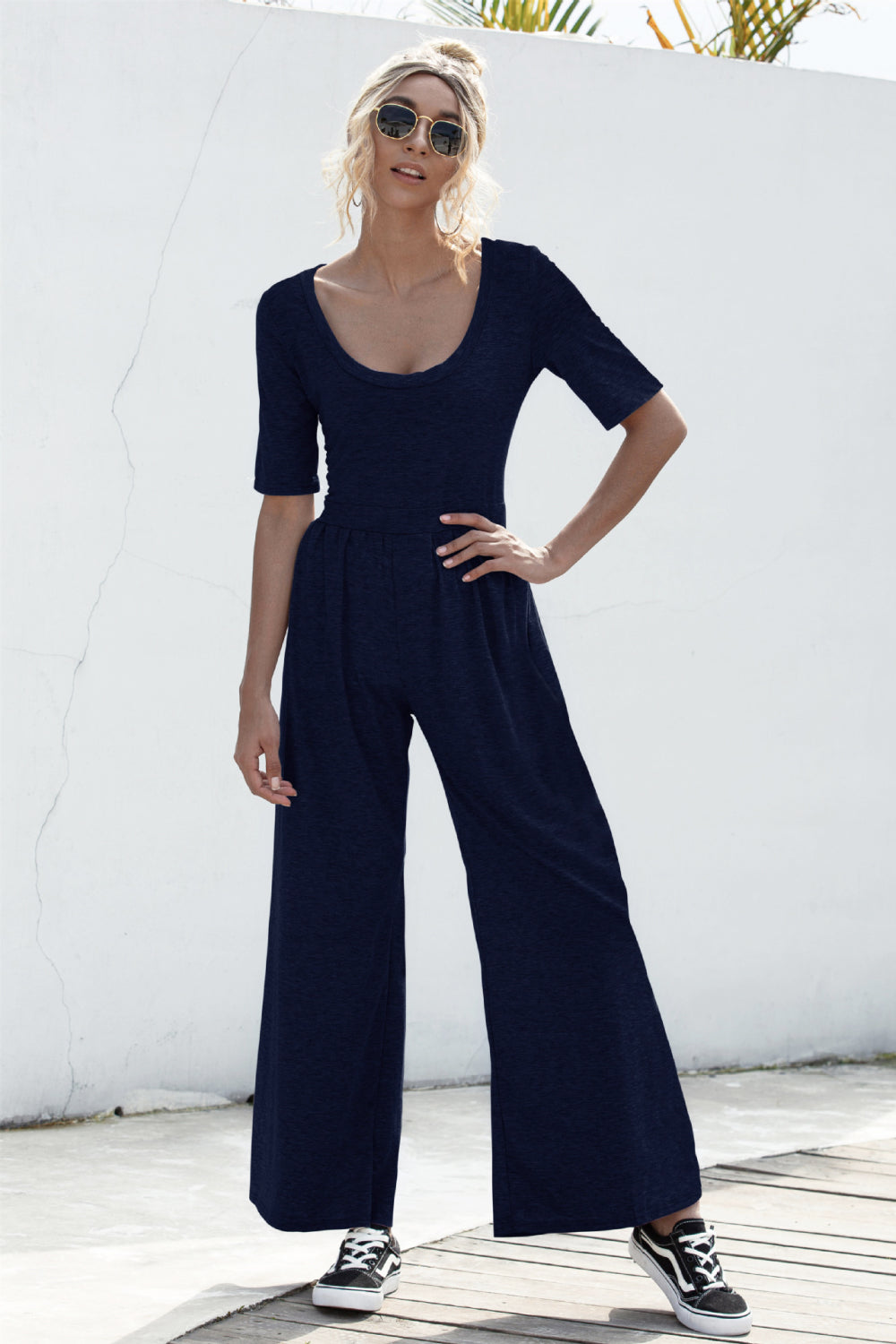 Scoop Neck Wide Leg Jumpsuit