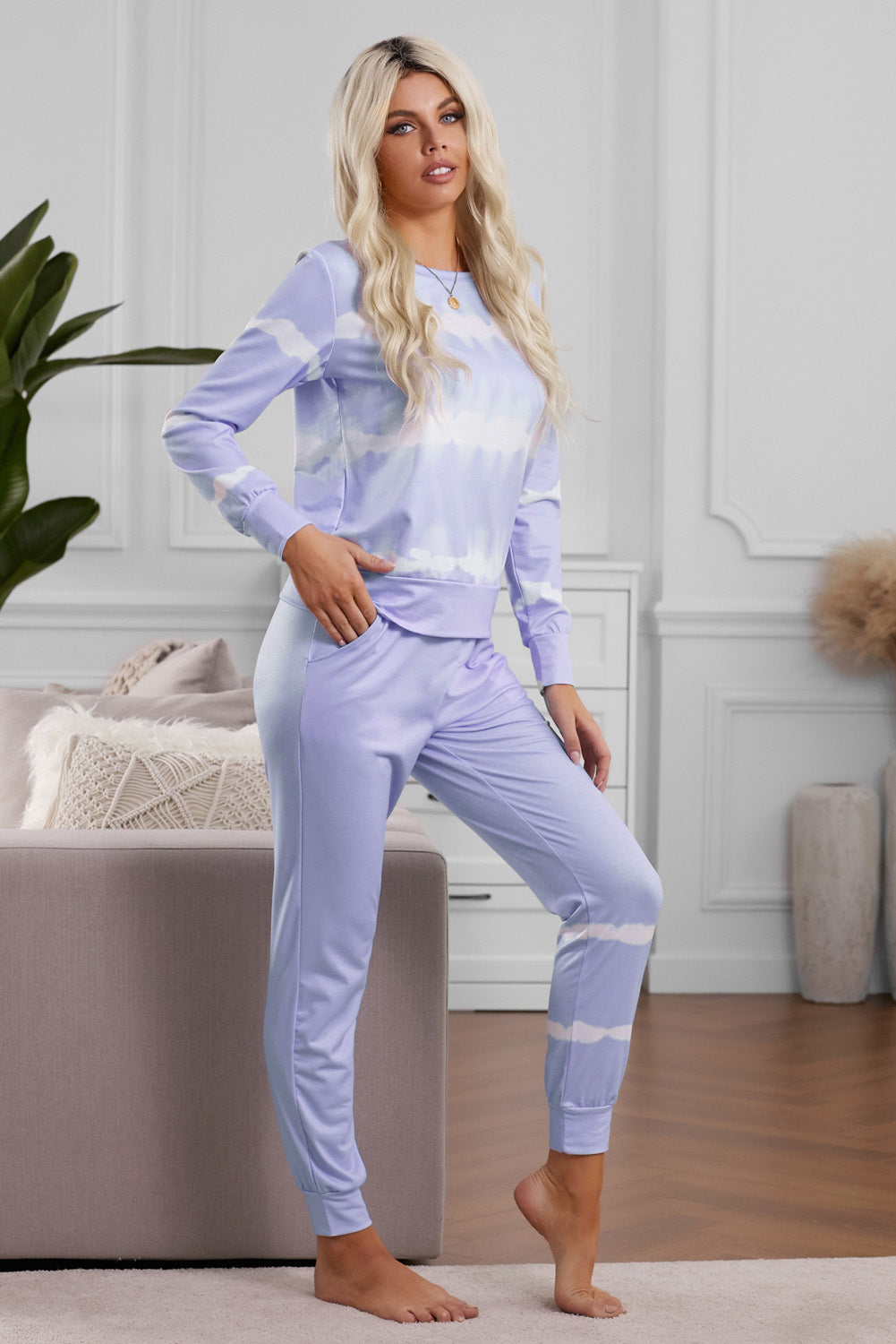 Tie Dye Pullover Top and Pants Lounge Set