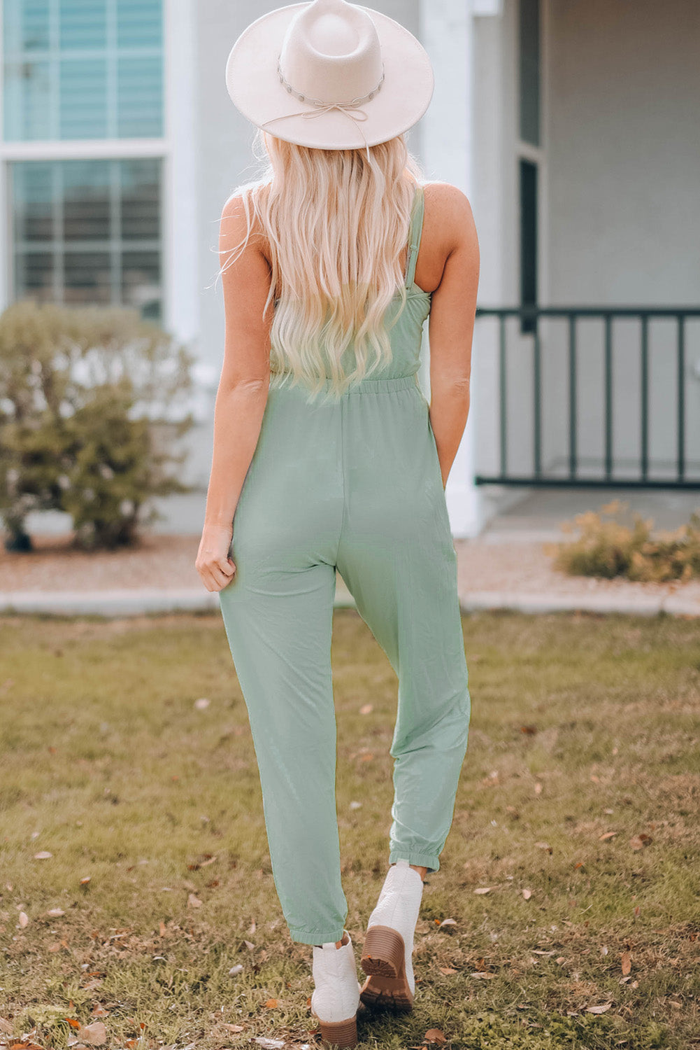 Ruched Spaghetti Strap Cutout Jumpsuit