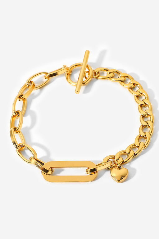 Heart Charm Chunky Chain Bracelet Heart Charm Chunky Chain Bracelet - M&R CORNER Trendsi Gold / One Size