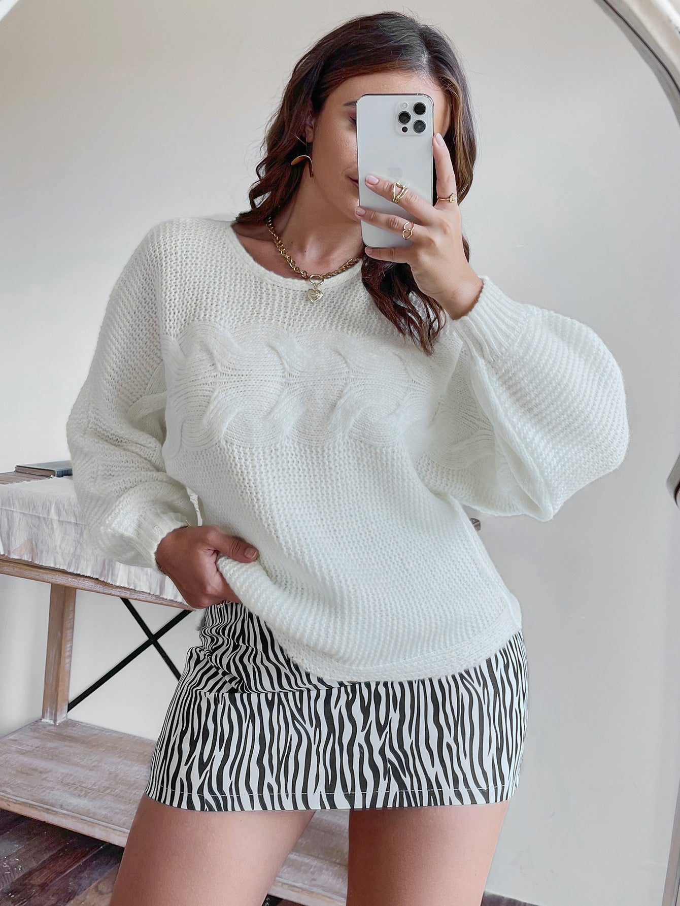Plus Size Cable-Knit Pullover Sweater