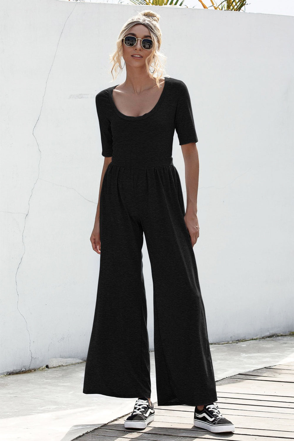 Scoop Neck Wide Leg Jumpsuit