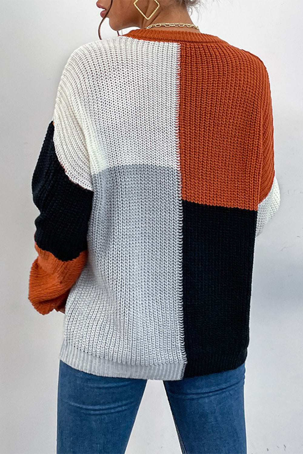 Color Block Chunky Sweater Color Block Chunky Sweater - M&R CORNER Trendsi