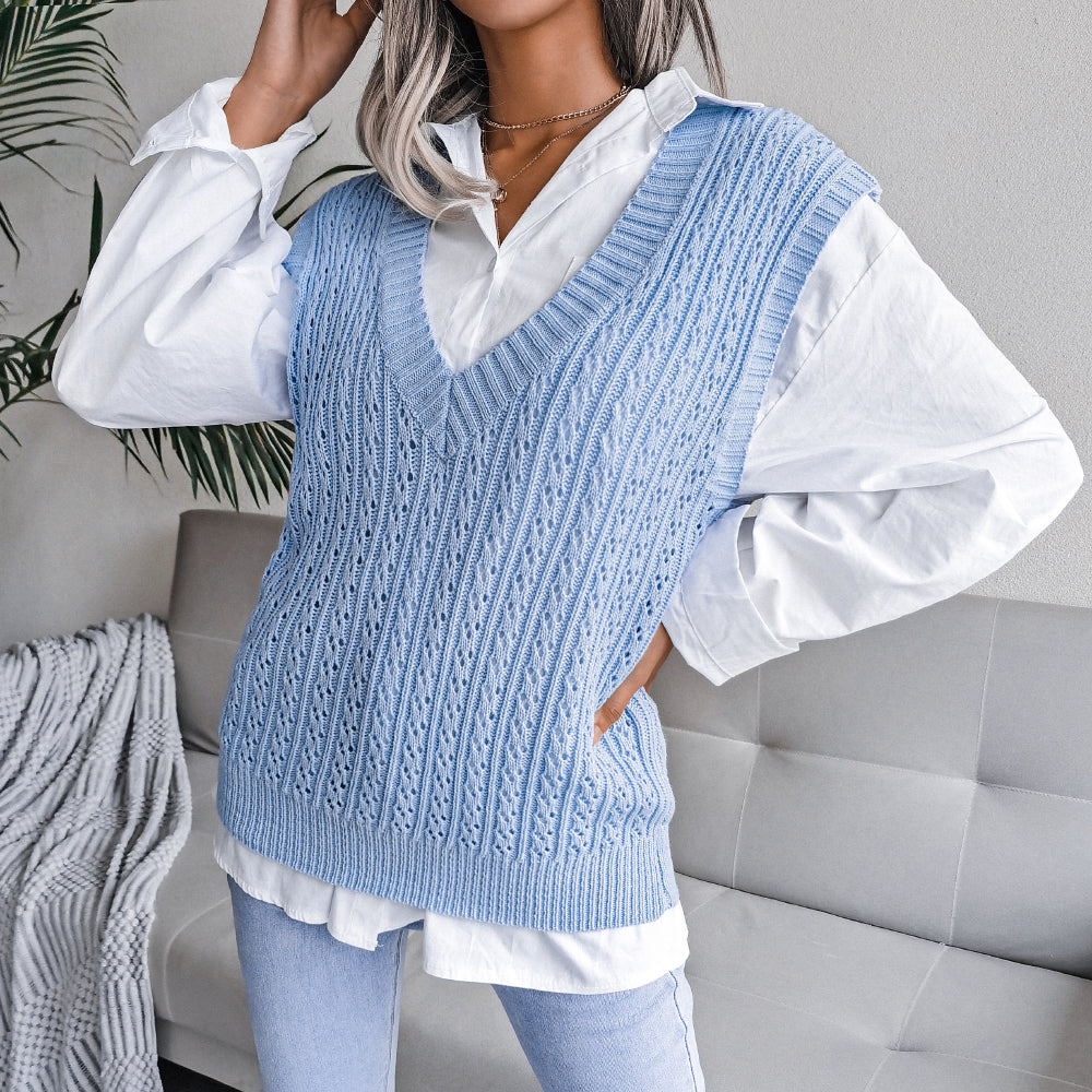 Cable-Knit Openwork Sweater Vest