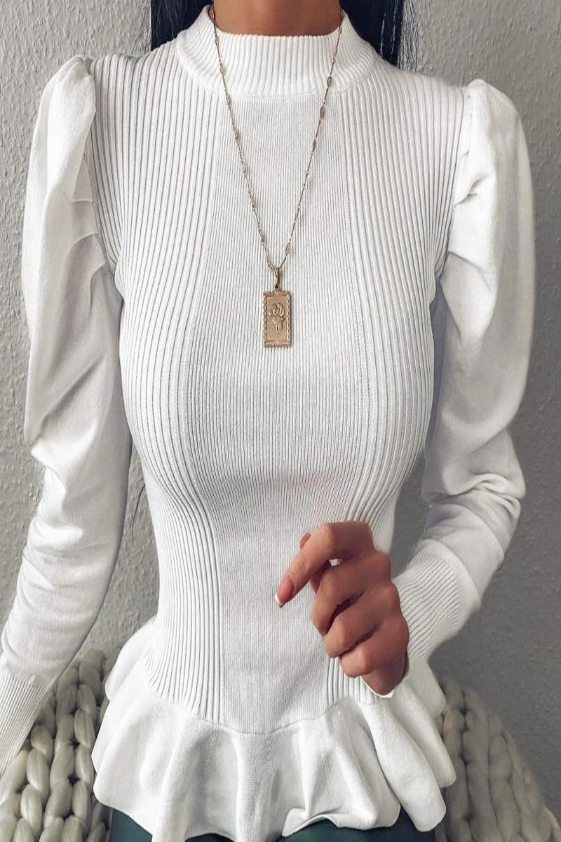 Round neck solid Pullover Sweater Top