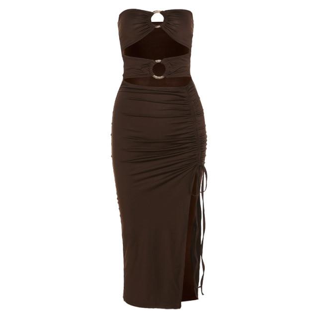 Sexy Hollow Out Ruched Dress